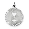 thumbnail image 1 of Sterling Silver Rhodium-plated Holy Communion Disc Charm QC2393 (25mm x 20mm), 1 of 2