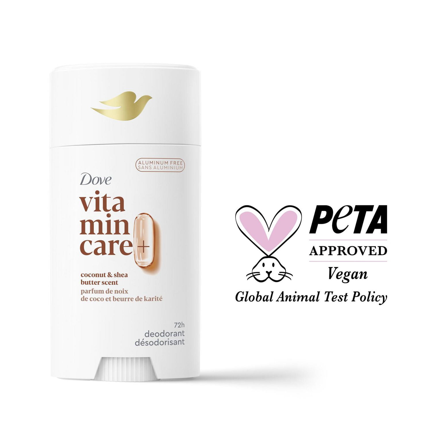Désodorisant en Bâton Dove Vitamin Care+ parfum de noix de coco et beurre de karité