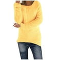 thumbnail image 1 of Femmes Pulls Solide Ample Coupe Chemisier Lghitweight Comfortable Tops Automne Hiver Manches Longues Casual Col Rond Pull Tops Tops Noir S, 1 of 4