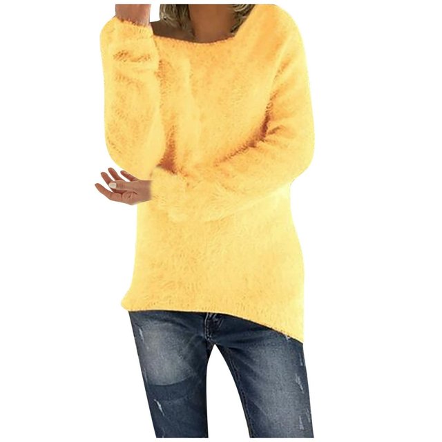 Femmes Pulls Solide Ample Coupe Chemisier Lghitweight Comfortable Tops Automne Hiver Manches Longues Casual Col Rond Pull Tops Tops Noir S