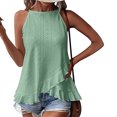 thumbnail image 2 of VEKDONE Halter Tops for Womens Summer Sleeveless Hollow Out Ruffled Tank Tops Solid Color Loose Breathable Lounge Vests Green Large, 2 of 9