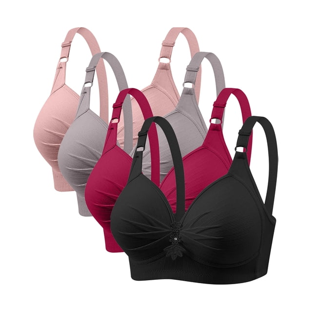 Yuyuzo Wireless Bras for Women 4 Pack Full Coverage Plus Size Liftup Support Push up Everyday Bras