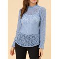 thumbnail image 5 of INSPIRE CHIC Women's Crochet Lace See Through Floral Ruffle Neck Blouse, 5 of 5