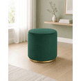thumbnail image 1 of K-Living Round Ottoman With Stainless Steel Gold Base In Green Suede, 1 of 6
