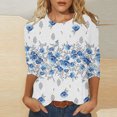thumbnail image 2 of HKEJIAOI Polyester 3/4 Sleeve Tops pour Women Imprimé Graphique Col Rond Tops pour Women 2023, 2 of 5