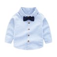 thumbnail image 3 of RXIRUCGD Ensemble de Mode pour Enfants à Rayures Chemise à Bretelles Pantalon Ensemble 2 Pcs Haut/chemise à Manches Longues à Col Rond ( Bleu, Taille : 130 ), 3 of 8