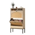 thumbnail image 1 of Toytexx Armoire à Chaussures avec Tiroirs Basculants en Rotin et Station de Charge, Rangement d'Entrée Style Ferme, 2 Niveaux, Chêne, 1 of 6