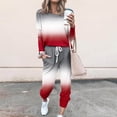 thumbnail image 1 of UPPADA Ensemble 2 Pcs d'Hiver pour Femmes Chic, Survêtement pour Femmes 2 Pcs Chandails à Col Rond, Hauts à Enfiler, Pantalons Jogger, Ensembles de Détente avec Poches Rouge, TTTG, 1 of 6