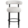 thumbnail image 3 of Meridian Furniture Bordeaux Cream Boucle Fabric Stool, 3 of 9