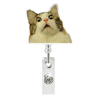 ZZkhGO 2D Cute Expression Acrylic Badge, Stretch Scroll ID Clip, Flat Badge Clip for Work School Convention
