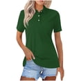 thumbnail image 1 of Yuyuzo Womens Short Sleeve T Shirts Summer Button Collared Business Casual Tunics Loose Fitted Basic Tees, 1 of 4