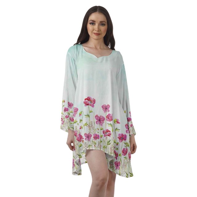 Moomaya Tuniques à Manches Longues pour Femmes Robes Imprimées à Manches Longues Filles