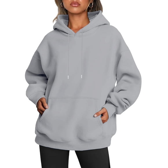 Womens Oversized Hoodies Fleece Sweatshirts Fall Fashion Pullover Sweaters Winter Clothes Light Gray XL
