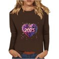 thumbnail image 2 of Styesk Chemises à Manches Longues pour Femmes Nouvel An T-shirt Décontracté Imprimé Col Rond Manches Longues, 2 of 4