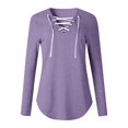 thumbnail image 4 of Women‘s Solid Color Long Sleeve Printed Top Pink M, 4 of 4