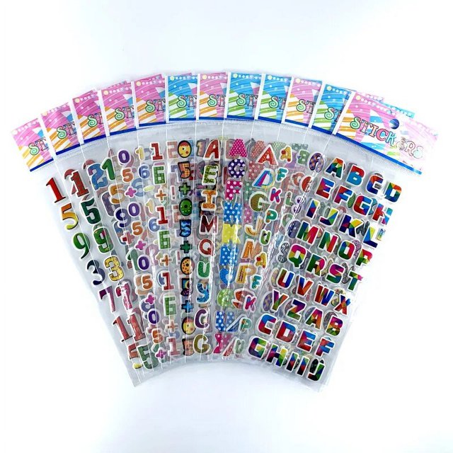 12 Sheets/Set Dinosaur Series Cartoon Stickers For Child Notebook Skateboard DIY Waterproof Cute Sticker Toy Boys Gift Number letter 3