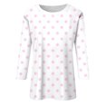 thumbnail image 4 of Lenpel T-Shirts pour Femmes Grande Taille Décontractés à Manches 3/4, Col Ras du Cou, T-Shirts Imprimés, Hauts, Tuniques de Printemps Été, 4 of 5