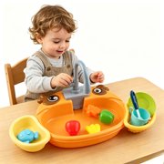 Kitchen Sink Play Set Kids Electric Water Table Shower Tub Water Play Kitchen Sink Toy Summer Activity Play Electric Circulating Water Rotatable Faucet for Kids