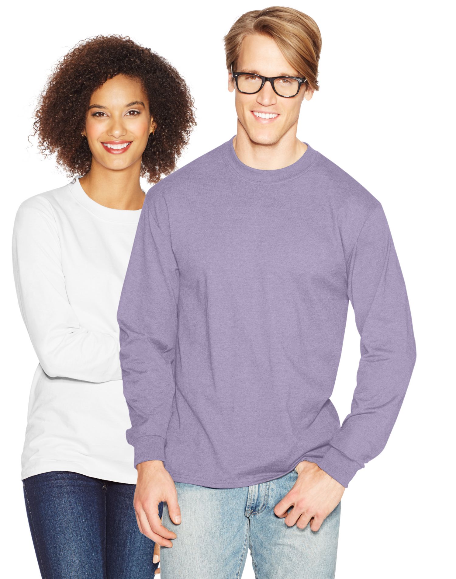 Hanes Beefy-T Men`s Long-Sleeve T-Shirt, 3XL, Lavender