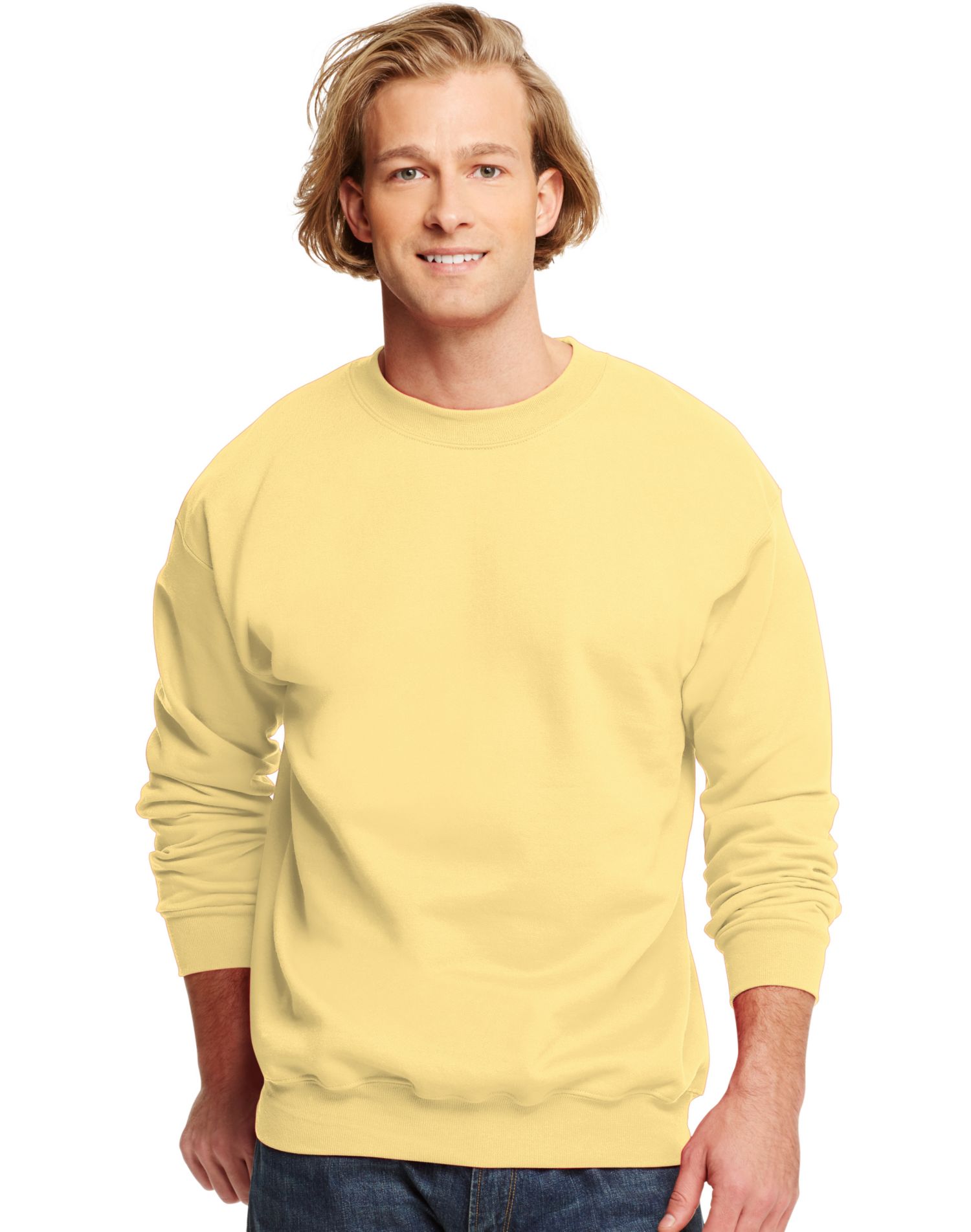 Hanes Chandail à Col Rond pour Adulte en Coton Ultime, S, Jaune Jonquille