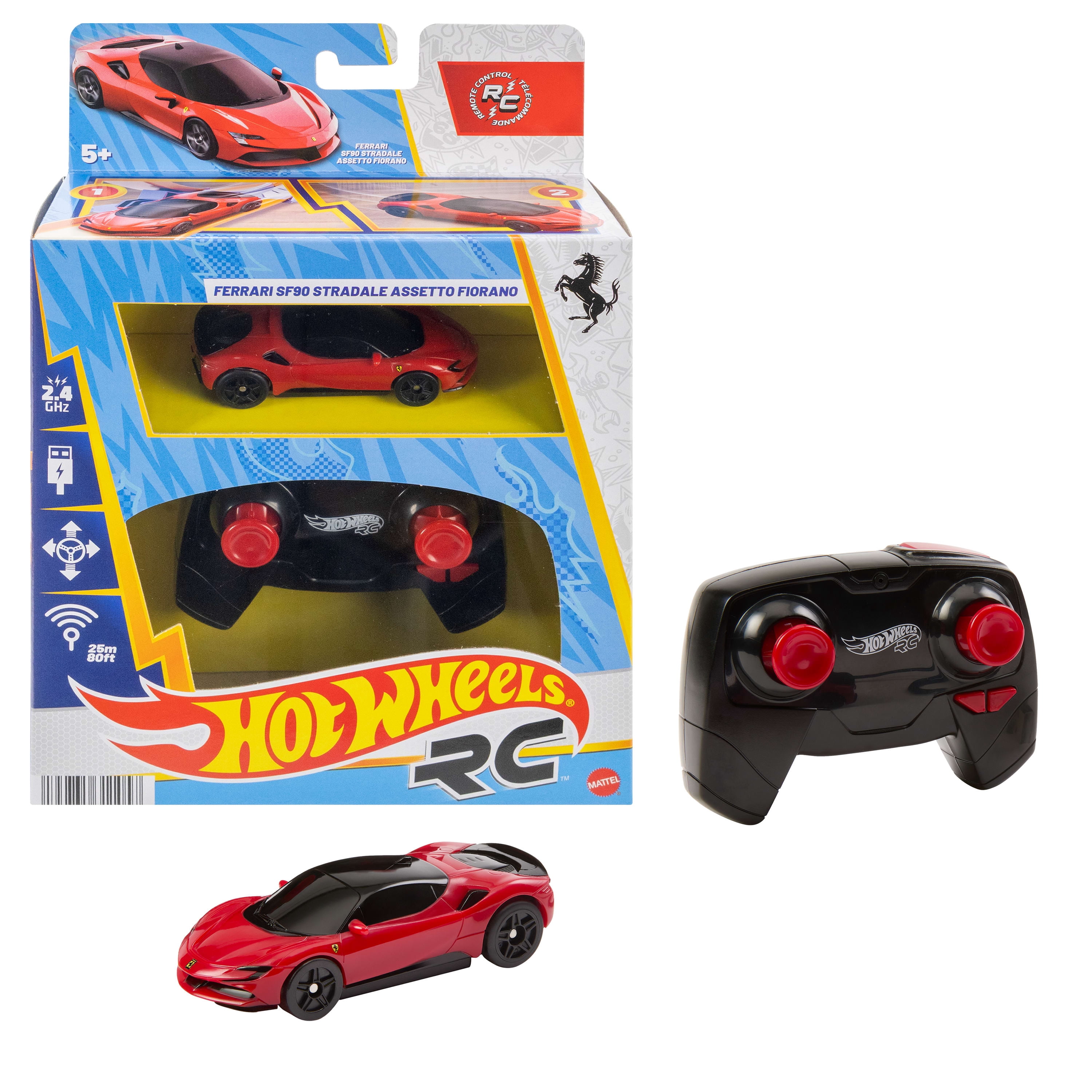 Hot Wheels RC 1:64 Ferrari SF90 Stradale Assetto Fiorano Battery-Powered Remote-Control Car