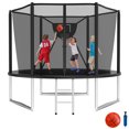 thumbnail image 1 of KOFUN 1000LBS 10FT Trampoline for Kids and Adults Outdoor Backyard Trampoline with Safety Enclosure Net, Removable Basketball Hoop, Ladder, A Ball, Black, 1 of 7