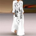 thumbnail image 1 of Robes pour Femmes Pulpeuses Aguichant Robe Longue à Imprimé Numérique Col en V avec Poches Robe à Manches Longues Chemises pour Femmes Chic Décontracté en Liquidation, 1 of 5