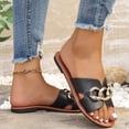 thumbnail image 4 of Sandales Pantoufles Habillées pour Femmes Dames 2025 Mode Boucle Cuir Bout Ouvert Robe Plates à Enfiler Chaussures d'Été, 4 of 6