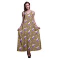 thumbnail image 1 of Bimba Robe Longue Maxi Imprimée en Rayonne à Bretelles Spaghetti Ajustables pour Femmes Boho-Moyen, 1 of 1