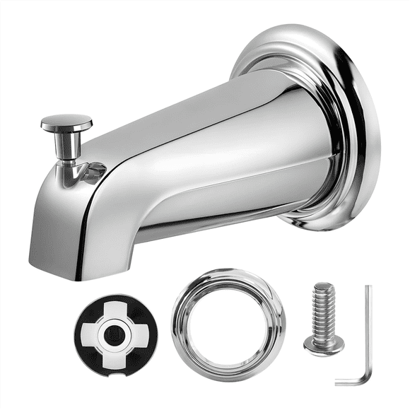 Tub Spout with Diverter,Bathroom Bathtub Faucet with Tub Spout Cover Ring,Fits 1/2in Copper Water Tube(5/8in Diameter)