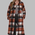 thumbnail image 1 of Women's Long Plaid Flannel Shirts Shacket Plus Size Long Sleeve Oversized Button Shirt Fall Spring Trench Coat with Pockets Orange M, 1 of 5
