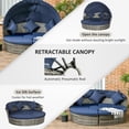 thumbnail image 4 of Outsunny Chaise Longue de Patio avec Canapé-Lit Rond Coussiné 4 Pcs Bleu Foncé, 4 of 9