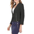 thumbnail image 4 of INSPIRE CHIC Junior's Open Front Zipper Collarless Solid Cropped Blazer, 4 of 5