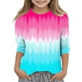 thumbnail image 2 of Splozh Chandail à Manches Longues pour Tout-Petit Fille Décontracté Col Rond T-Shirt à Manches Trois Quarts Régulier Basique Haut à Manches 3/4 Rose Vif, 6-7 Ans, 2 of 5