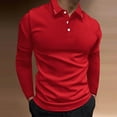 thumbnail image 1 of RXIRUCGD Homme Culturisme Uni Sport Bouton Décontracté Col Montant Barre Verticale Manches Longues Chemise de Golf, Rouge, Taille : TG, 1 of 6