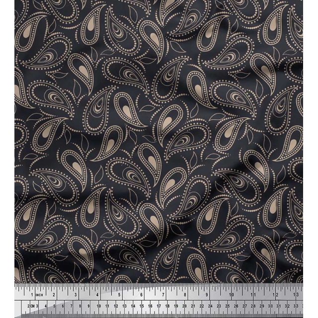 Soimoi Poly Georgette Fabric Dot & Paisley Fabric Prints by Yard 42 Inch Wide