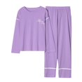 thumbnail image 1 of REDHOTYPE Nouveaux Pyjamas Simples en Coton Doux pour Femmes 2 Pcs Grande Taille 3TG Manches Longues Décontractées, 1 of 2