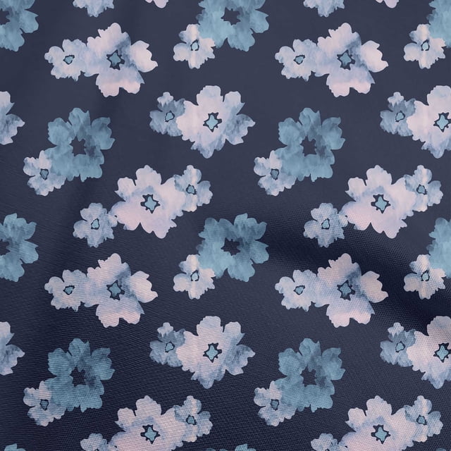 oneOone Rayon Sky Blue Fabric Floral & Sewing Craft Projects Fabric Prints By Yard 56 Inch Wide