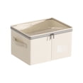 thumbnail image 2 of Weloille 1Pc Clothes Storage Box, Visible Dual Zipper Fabric Organizer, Sturdy Handle Foldable Thickened Large Capacity Dustproof Bin for Closet Wardrobe Underbed, 2 of 6
