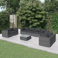 thumbnail image 1 of vidaXL 9 Piece Garden Lounge Set with Cushions Poly Rattan Grey, 1 of 5