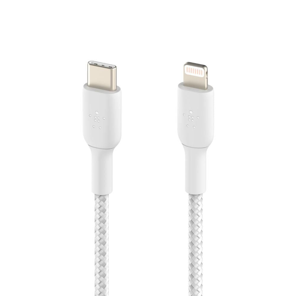 Câble de Charge/Sync Tressé USB-C vers Lightning 4pi Blanc de Belkin