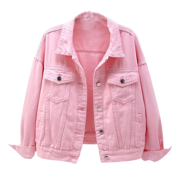 ジャケット・アウター PINK HOUSE Denim Gimmick Bomber Jacket Moxiu Jean Jacket Women Long Sleeve Colored Cropped Denim Jacket