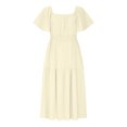 thumbnail image 5 of Économies d'Été Liquidation 2025 Bovxnpu Robe d'Été pour Femmes, Robes Maxi Décontractées Boho Plage, Mode Femmes Robe d'Été Décontractée Col Carré Manches Courtes Robe Unie P, 5 of 5