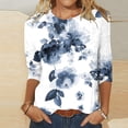 thumbnail image 2 of Pisexur Hauts pour Femmes Grande Taille Mode Chemises 3/4 Automne Décontractées Blouses à Col Rond Mignonnes à Imprimé Floral Tuniques Amples, 2 of 5