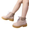 thumbnail image 3 of PEASKJP Toddler Girls Lace Up Boots Lace Up Combat Side Zipper Comfortable Booties, Red 26, 3 of 5