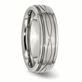 thumbnail image 4 of Acier Inoxydable Poli Brossé Croisé Conception 7mm Ridged-Edge Anneau de Bande 12 Taille, 4 of 6