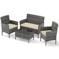 thumbnail image 2 of Costway 4 PCS Patio Furniture Set with Washable Cushions and Tempered Glass Coffee Table, 2 of 9
