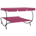 thumbnail image 3 of vidaXL Outdoor Lounge Bed with Canopy and Pillows Pink, 3 of 5