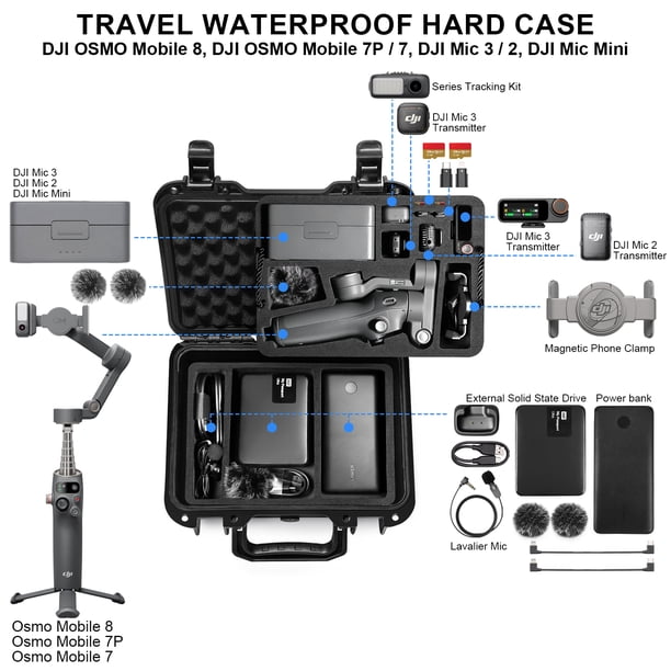 Lekufee Portable Waterproof Hard Case for DJI Osmo Mobile 8, Osmo
