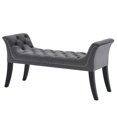 thumbnail image 1 of Contemporary Velvet & Solid Wood Bench in Grey, 1 of 8